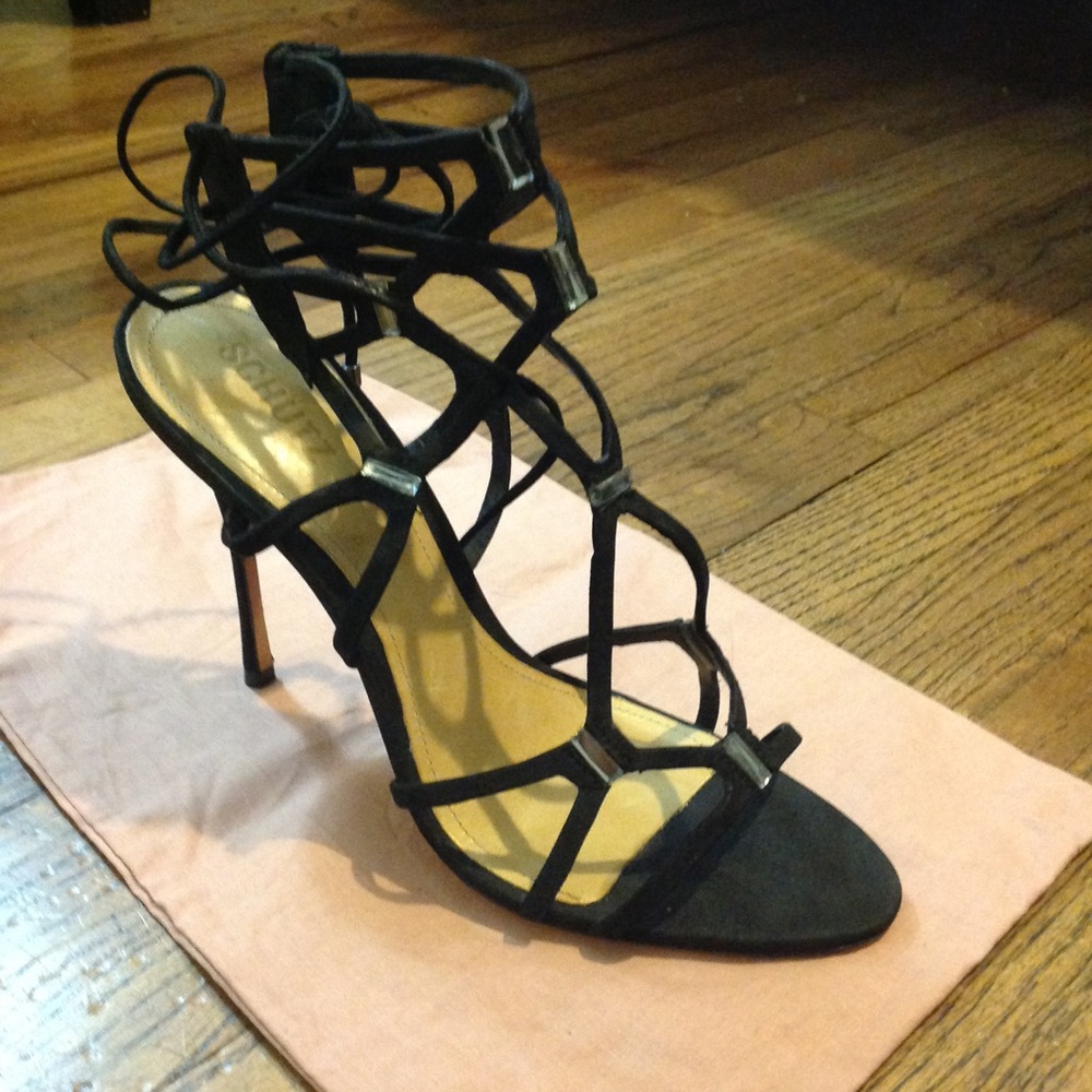 Schutz Strappy Suede heels. Worn once! Size 10